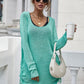 Drawstring Detail Open Back Scoop Neck Knit Top