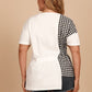 Plus Size Gingham Color Block Asymmetrical T-Shirt