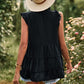 Swiss Dot Ruffle Shoulder Tiered Top