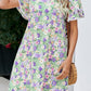 Floral Pom Pom Detail Petal Sleeve Dress