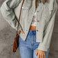 Raw Hem Button Down Corduroy Jacket with Pockets