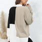 Color Block Crewneck Drop Shoulder Sweater