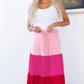 Color Block Tiered Maxi Skirt