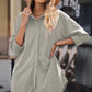 Button Front Curved Hem Raglan Sleeve Shirt Dress