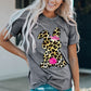 Leopard Bunny Graphic Cuffed Tee Shirt