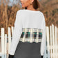 Plaid Color Bock V-Neck Knit Top