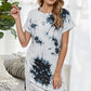 Tie-Dye Round Neck Tee Dress with Pockets