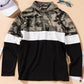 Plus Size Camouflage Color Block Quarter Zip Top
