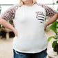 Plus Size Mixed Print Contrast Tee Shirt