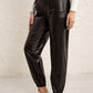 Elastic Waist PU Leather Joggers