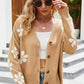 Floral Ribbed Trim Drop Shoulder Cardigan