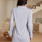 Heart Graphic Lapel Collar Long Sleeve Night Dress