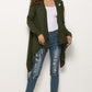 One-Button Tassel Tie Asymmetrical Hem Cardigan
