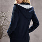 Cable-Knit Fleece Lining Button-Up Hooded Cardigan