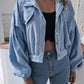 Lantern Sleeve Cropped Corduroy Jacket