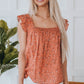 Floral Smocked Square Neck Top