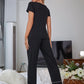 Scoop Neck Top and Elastic Waist Pants Lounge Set