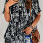 Printed Round Neck Tiered Top