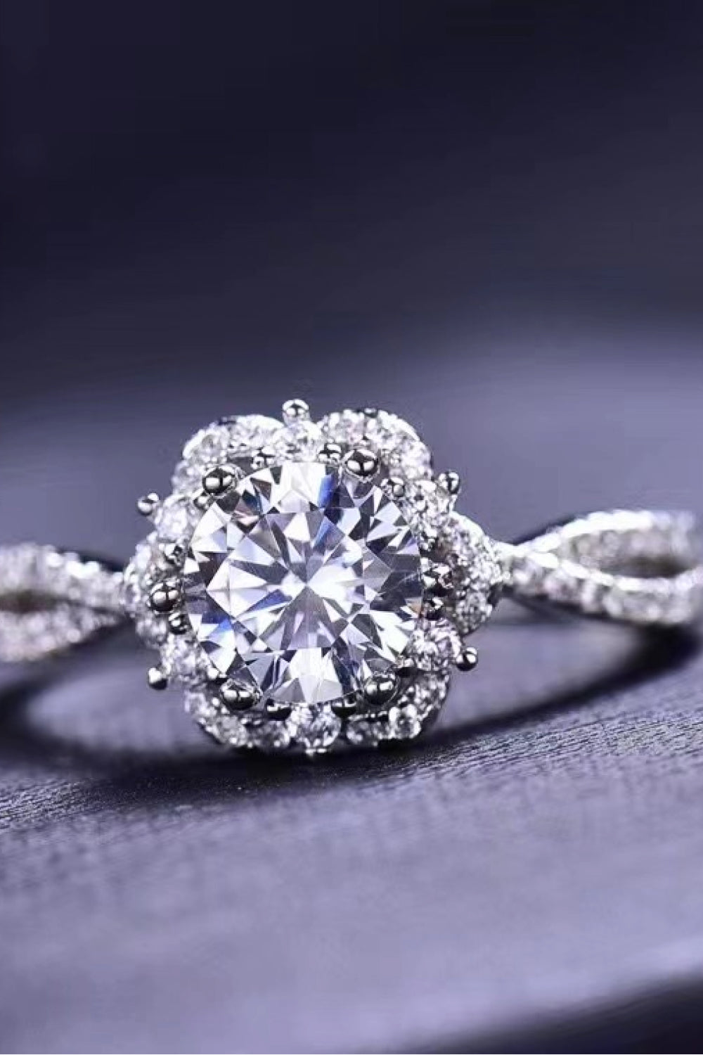 Platinum-Plated Six Prong 1 Carat Moissanite Ring