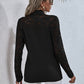 Tie Neck Spliced Lace Long Sleeve Top