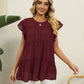 Swiss Dot Round Neck Tiered Blouse