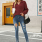 Horizontal Ribbing Johnny Collar Sweater
