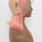 12" 165g Lace Front Wigs Human Hair in Rose Pink 150% Density