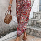 Paisley Print Smocked High-Waist Pants