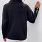 Button Detail Rib-Knit Turtleneck Sweater