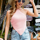 Tied Backless Point Hem Knit Top