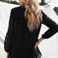 Swiss Dot Frilled Notched Neck Blouse
