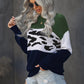 Leopard Color Block Ribbed Trim Dropped Shoulder Sweater