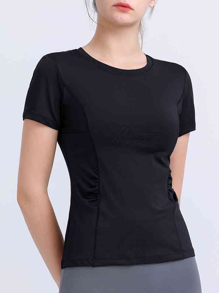 Round Neck Short Sleeve Active Top