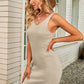 V Neck Sleeveless Ribbed Dress