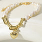 14K Gold Plated Heart Charm Pearl Bracelet