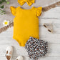 Round Neck Bodysuit and Leopard Bloomers Set