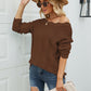 Scalloped Boat Neck Openwork Tunic Sweater