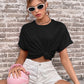 Round Neck Cuffed Sleeve T-Shirt