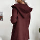 Ribbed Open Front Hooded Cardigan with Pockets