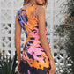 Floral Cutout Ruched Twist Front Dress