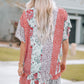 Mixed Print Ruffle Hem Kimono