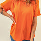 Round Neck Cuffed Short Sleeve Tee