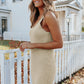 V Neck Sleeveless Ribbed Dress