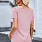 Buttoned V-Neck Short Sleeve Top
