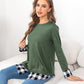 Plaid Round Neck Long Sleeve Tee
