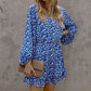 Floral Balloon Sleeve Ruffle Hem Dress