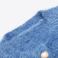 Round Neck Dropped Shoulder Fuzzy Cardigan