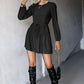 Frill Trim Tie Waist Puff Sleeve Mini Dress