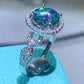 2 Carat Moissanite Emerald Green Ring
