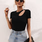 Cutout Round Neck Short Sleeve Knit Top